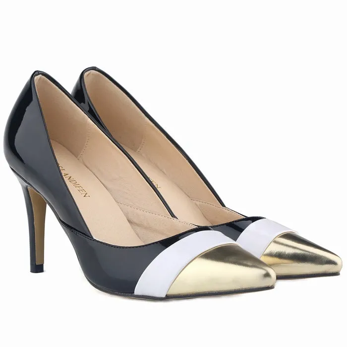 Fashion Pointed Color Matching Patent Leather Pump