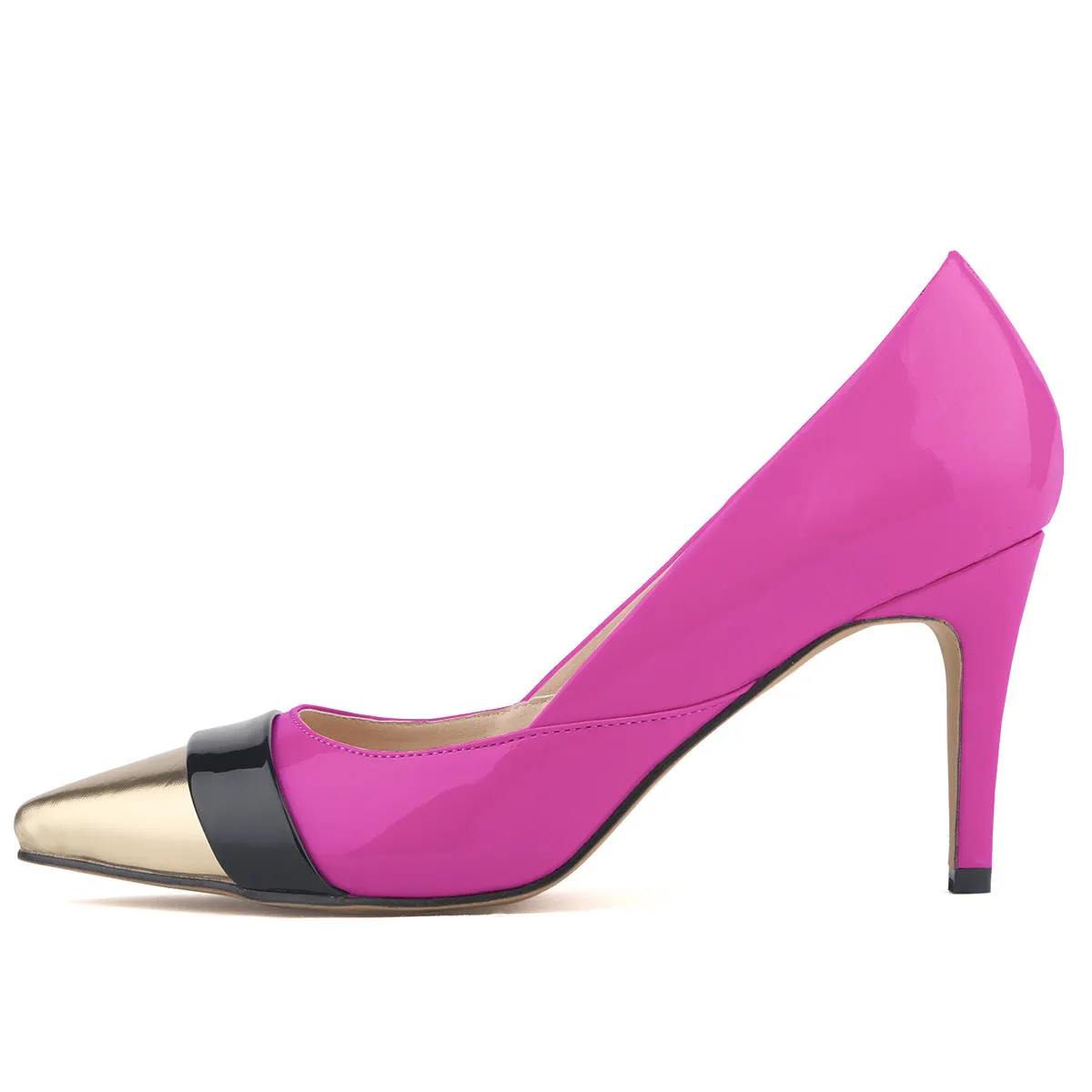 Fashion Pointed Color Matching Patent Leather Pump