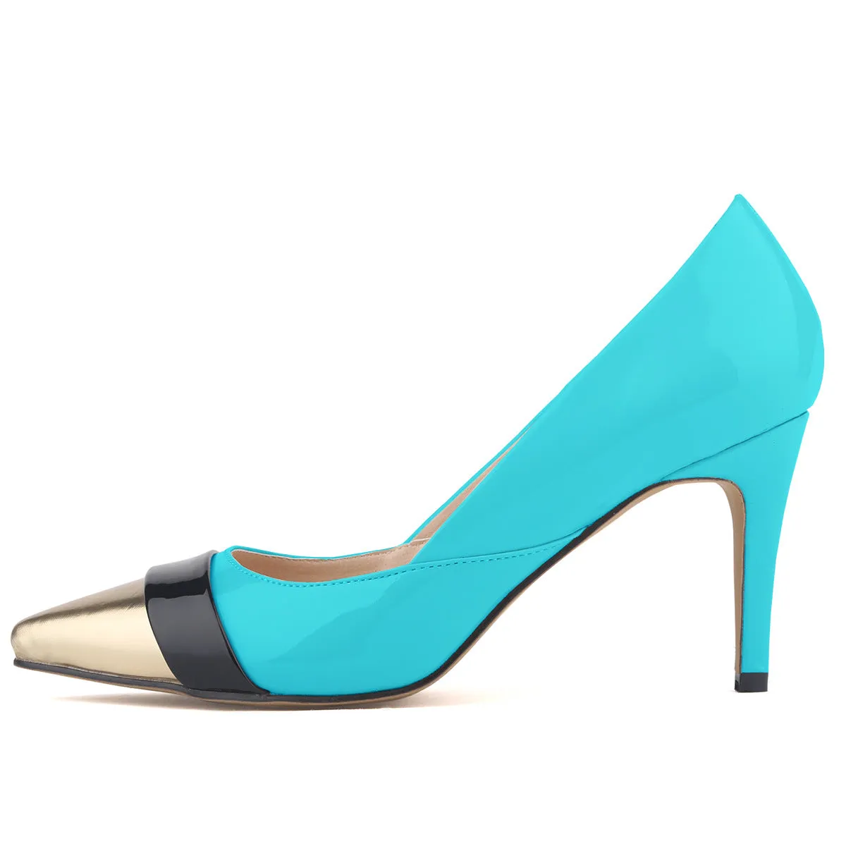 Fashion Pointed Color Matching Patent Leather Pump