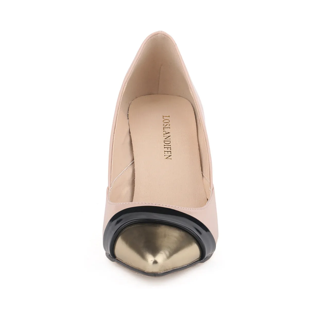 Fashion Pointed Color Matching Patent Leather Pump