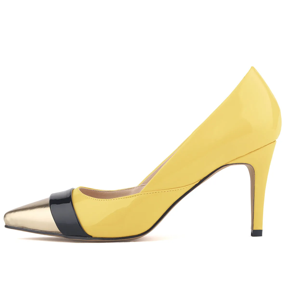 Fashion Pointed Color Matching Patent Leather Pump