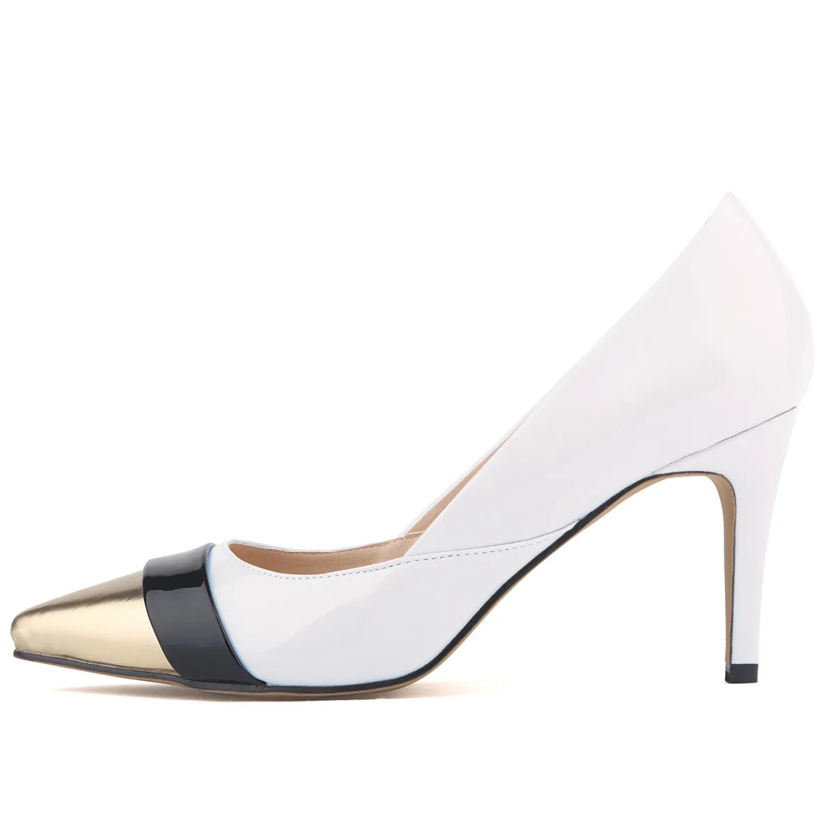 Fashion Pointed Color Matching Patent Leather Pump