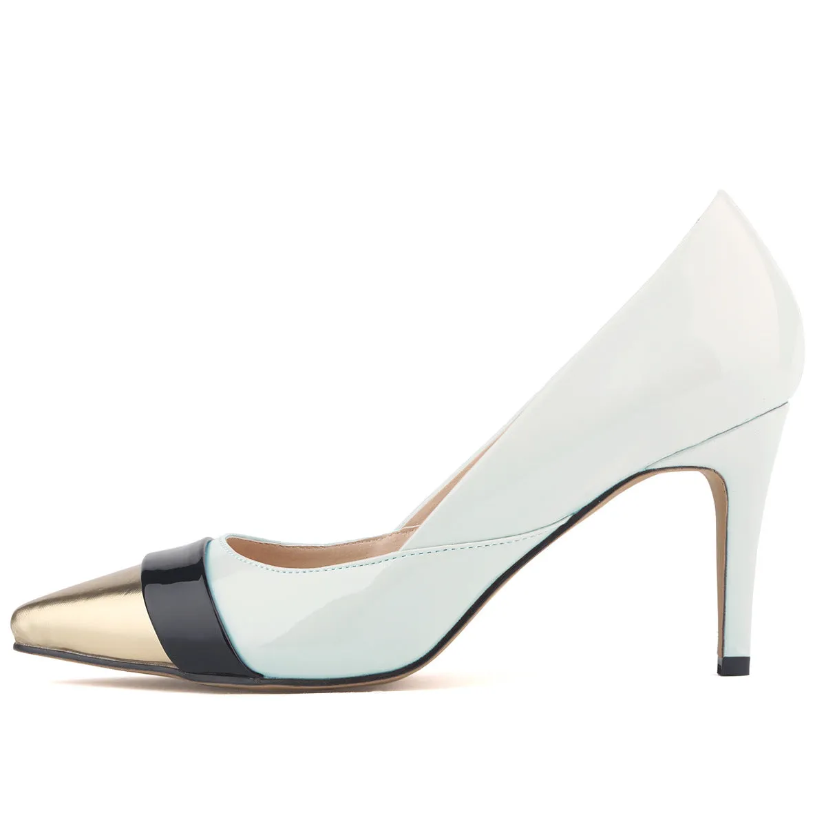 Fashion Pointed Color Matching Patent Leather Pump