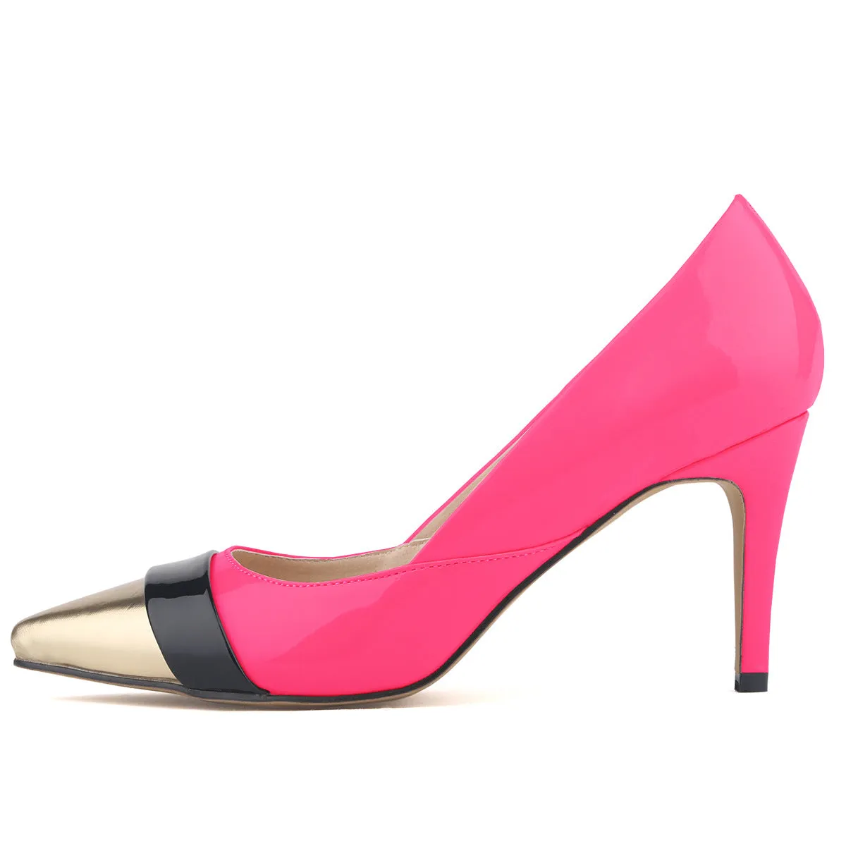 Fashion Pointed Color Matching Patent Leather Pump
