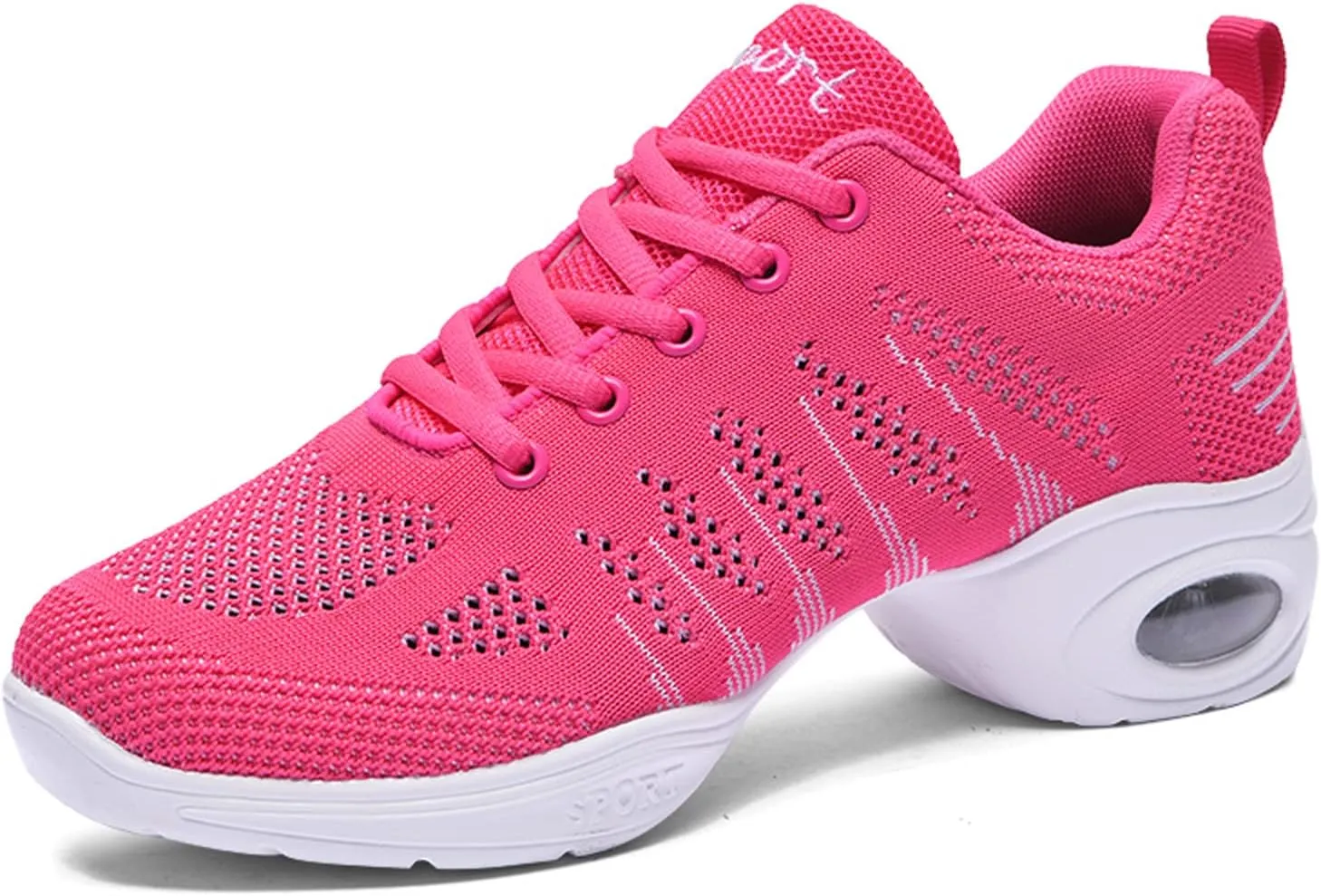 FLIOZY Dance Sneakers Womens Jazz Shoes Lace-up Breathable Mesh Sports Walking Dance Shoes Practice Shoes Outdoor Air Cushion Platform Shoes