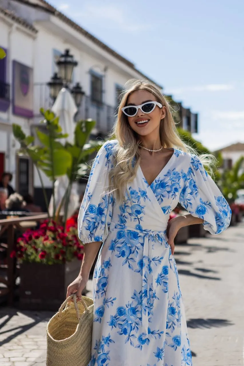 Flower print linen dress “Arija”