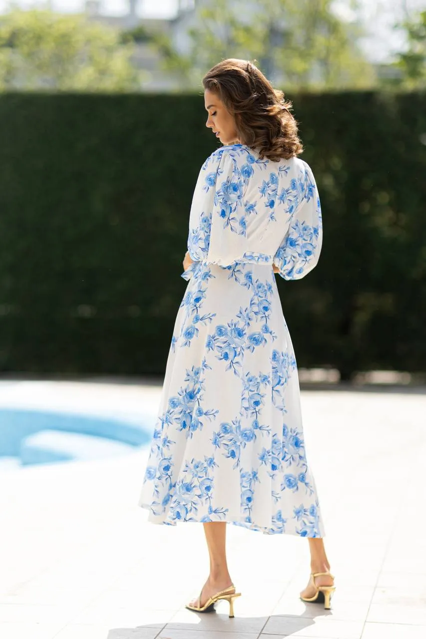 Flower print linen dress “Arija”