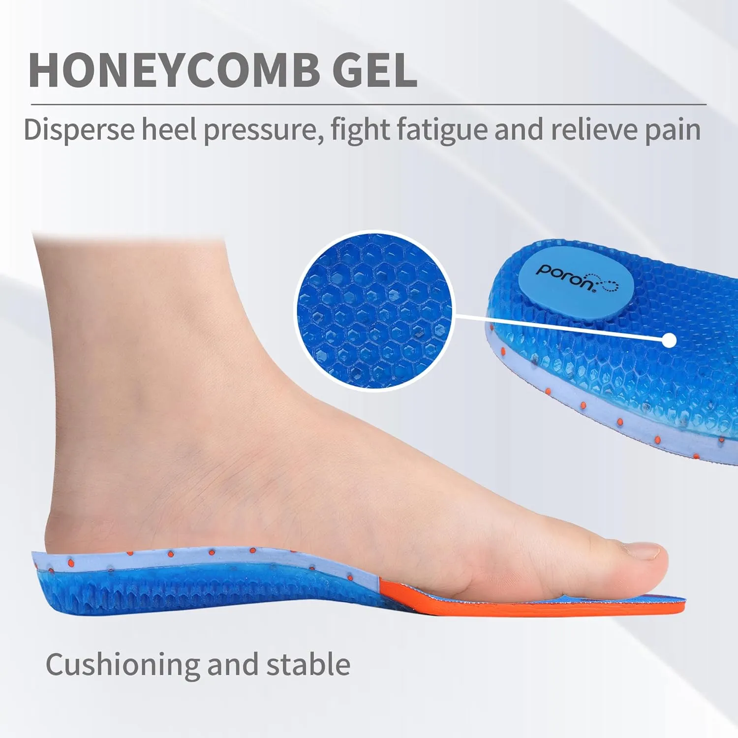 Gel Work Insoles with Poron Foam  Anti-Fatigue Shock Absorption for Standing All Day, Low Arch Support Boot Insert (Men/Women)