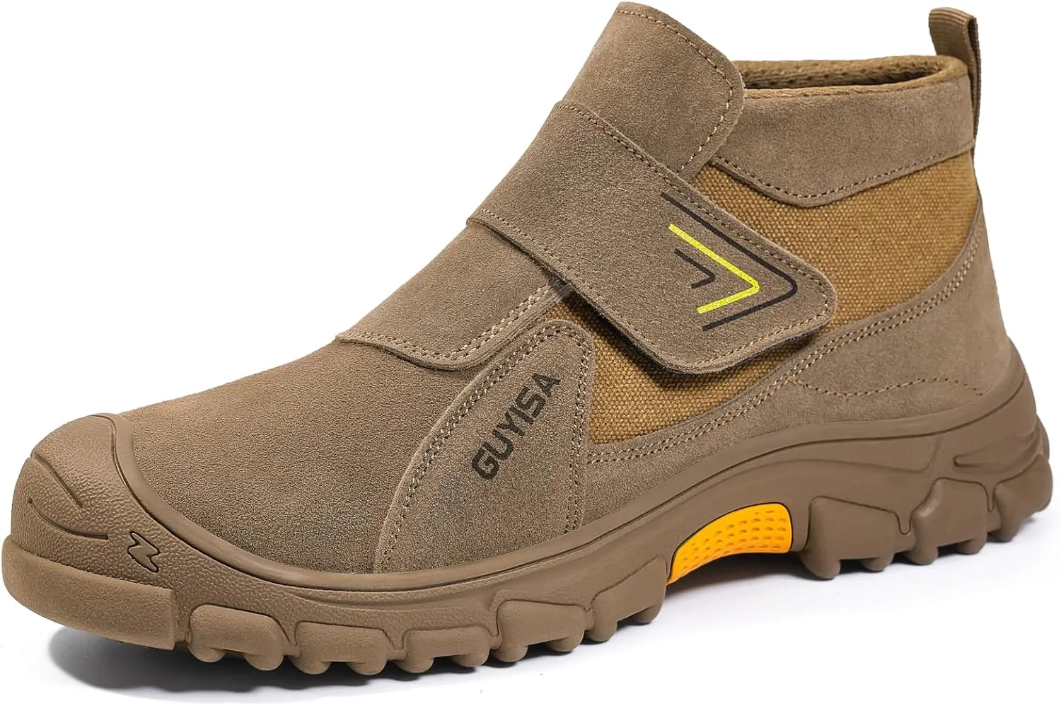GLANOUDUN Welding Boots for Men Slip on Work Boots for Men Brown Steel Toe Boot Comfortable Welder Boot Construction Safety Footwear Indestructible Men's Steel Toe Shoes,10.5