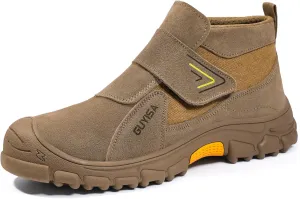 GLANOUDUN Welding Boots for Men Slip on Work Boots for Men Brown Steel Toe Boot Comfortable Welder Boot Construction Safety Footwear Indestructible Men's Steel Toe Shoes,10.5