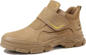 GLANOUDUN Welding Work Boots for Men Comfortable Steel Toe Shoes for Men Indestructible Steel Toe Boots Construction Men's Work Shoes Safety Footwear for Welder Brown,10.5