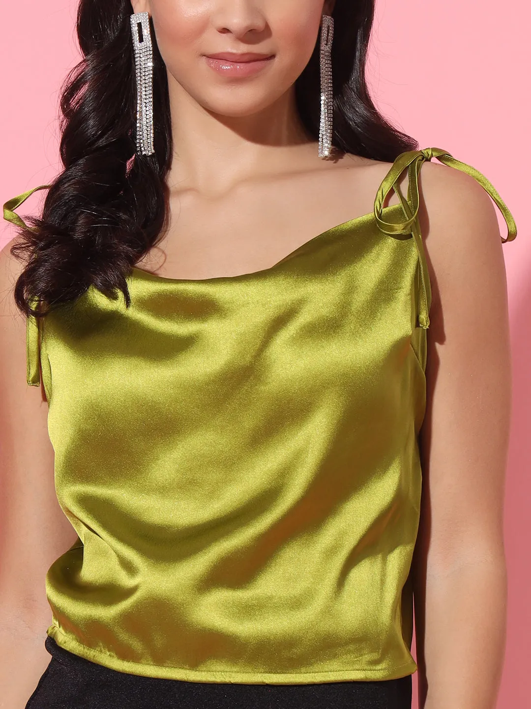 Green Cowl Neck Top