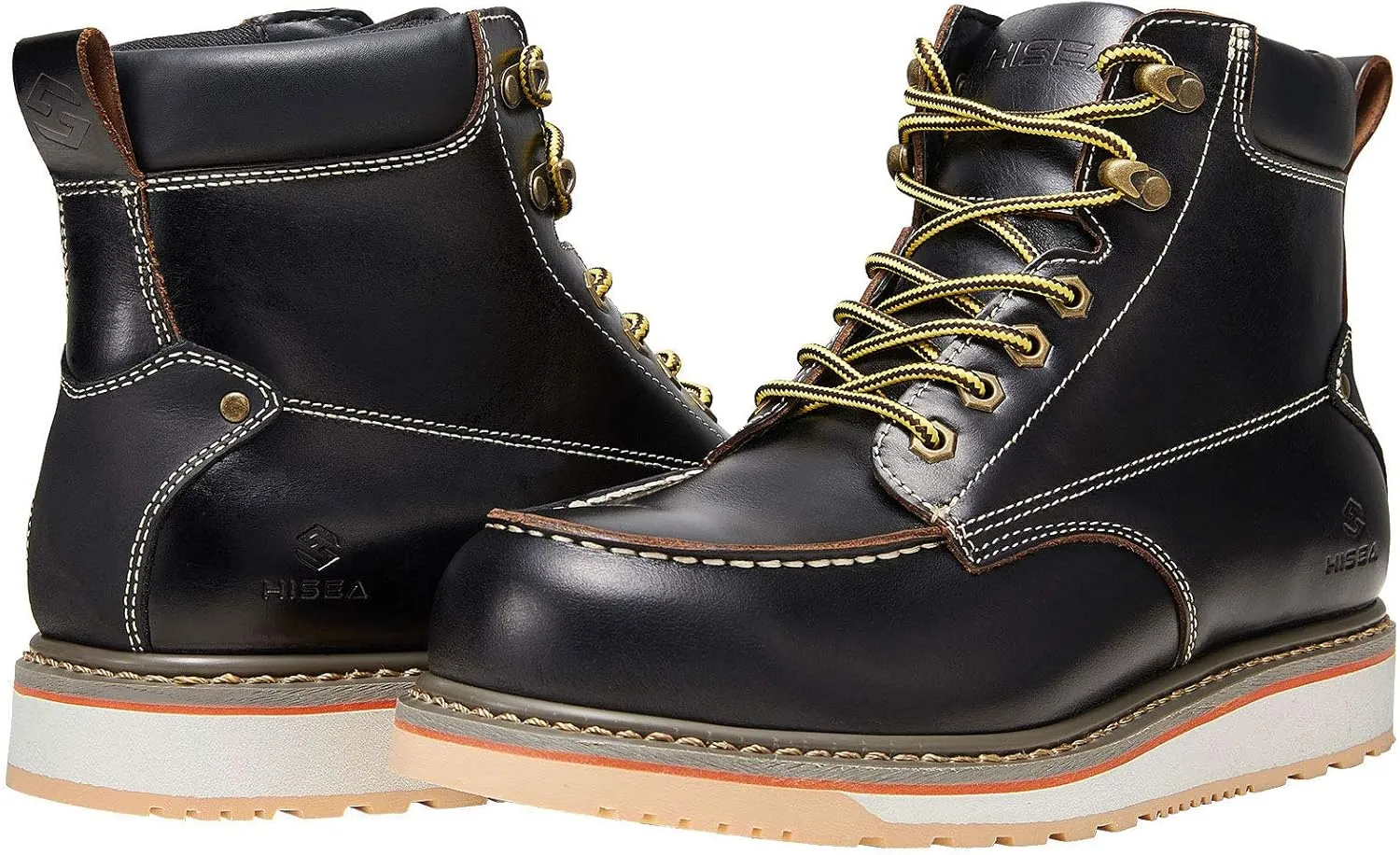 HISEA NINGO Work Boots for Men Steel/Soft Toe Boots, 6 Waterproof Slip Resistant Industrial & Construction Work Boots, Composite Toe Working Boots