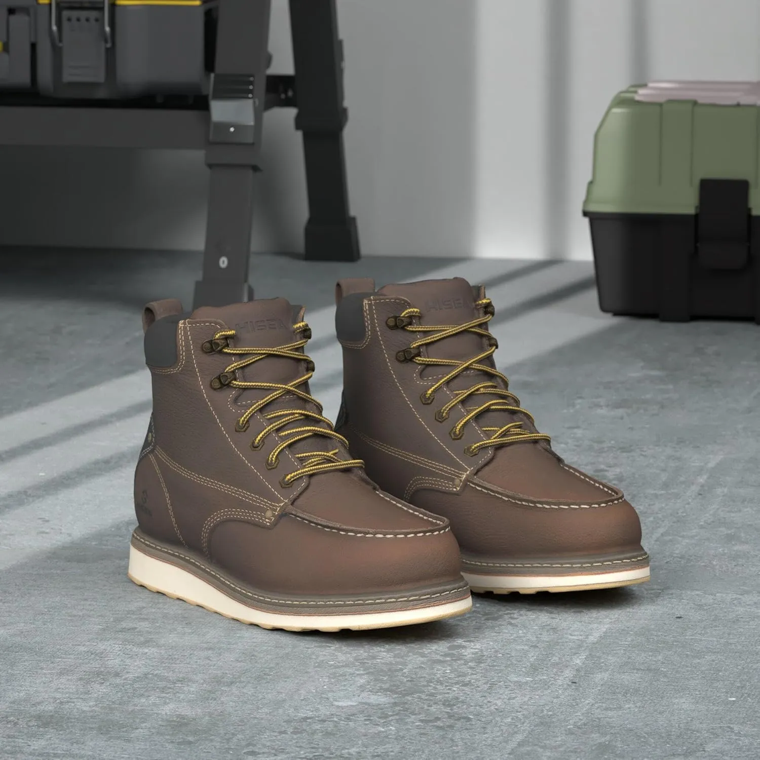 HISEA NINGO Work Boots for Men Steel/Soft Toe Boots, 6 Waterproof Slip Resistant Industrial & Construction Work Boots, Composite Toe Working Boots