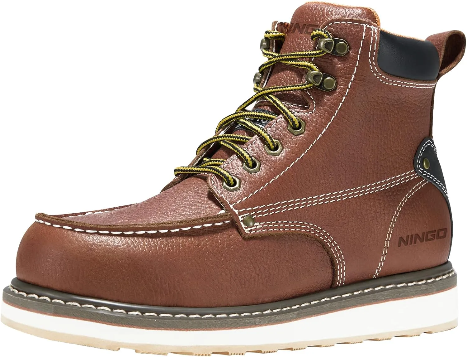 HISEA NINGO Work Boots for Men Steel/Soft Toe Boots, 6 Waterproof Slip Resistant Industrial & Construction Work Boots, Composite Toe Working Boots