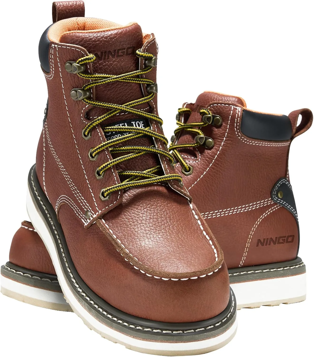 HISEA NINGO Work Boots for Men Steel/Soft Toe Boots, 6 Waterproof Slip Resistant Industrial & Construction Work Boots, Composite Toe Working Boots