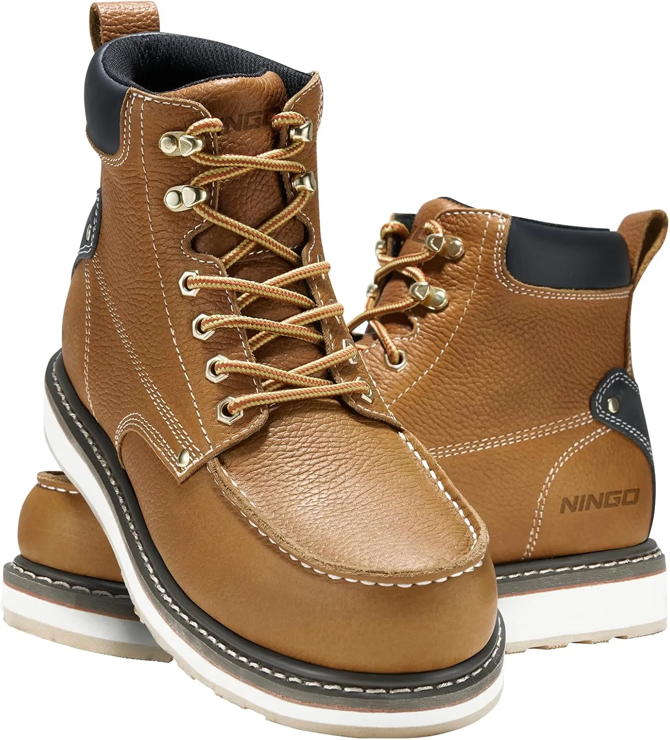 HISEA NINGO Work Boots for Men Steel/Soft Toe Boots, 6 Waterproof Slip Resistant Industrial & Construction Work Boots, Composite Toe Working Boots