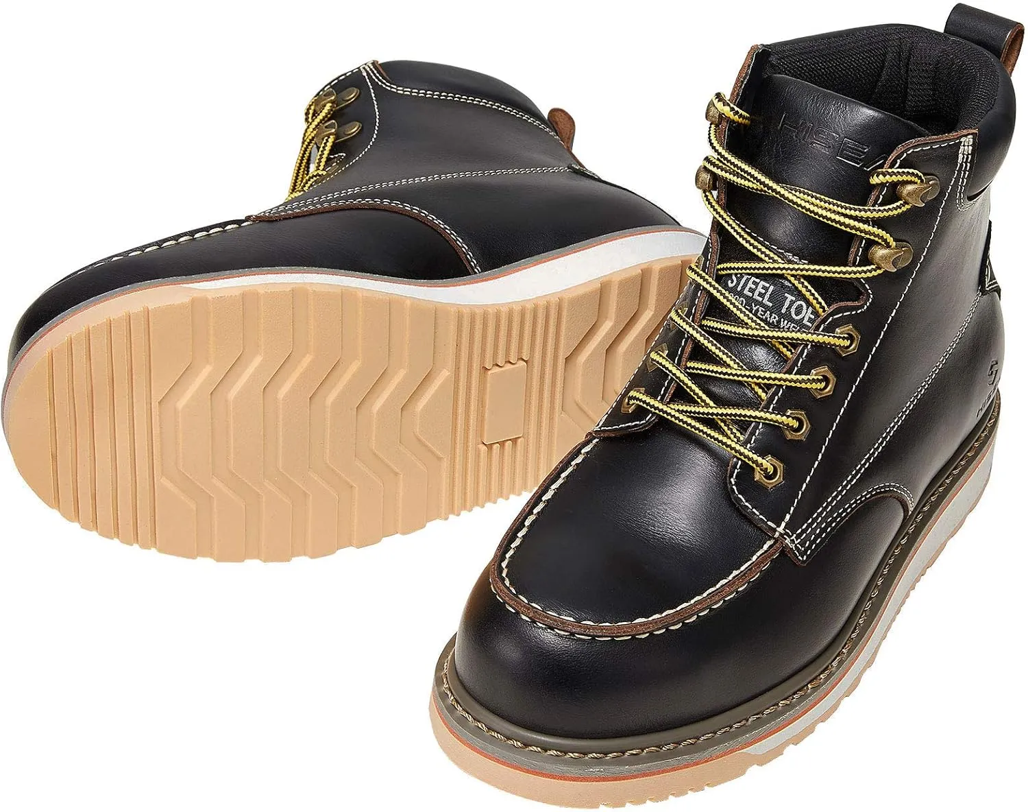 HISEA NINGO Work Boots for Men Steel/Soft Toe Boots, 6 Waterproof Slip Resistant Industrial & Construction Work Boots, Composite Toe Working Boots