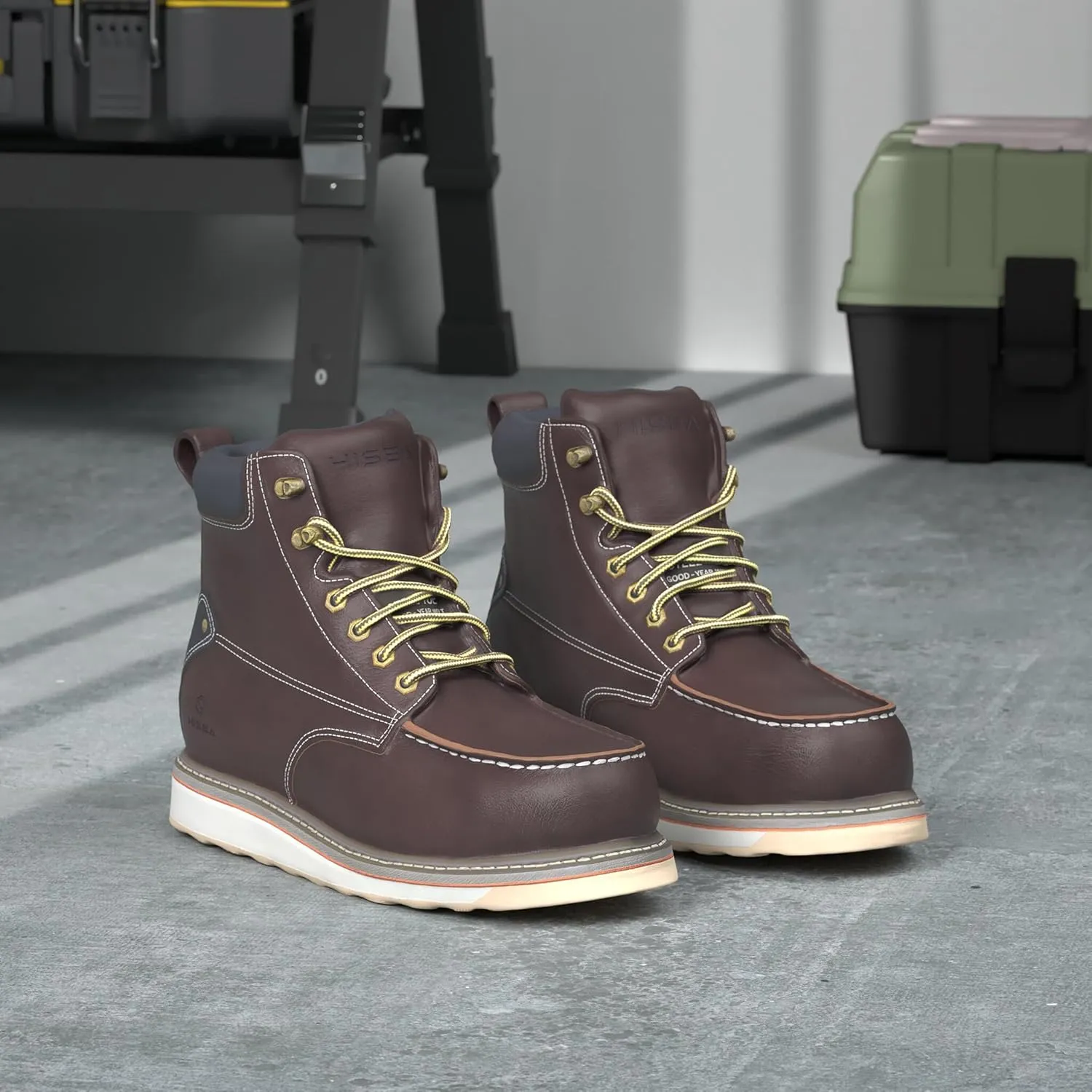 HISEA NINGO Work Boots for Men Steel/Soft Toe Boots, 6 Waterproof Slip Resistant Industrial & Construction Work Boots, Composite Toe Working Boots