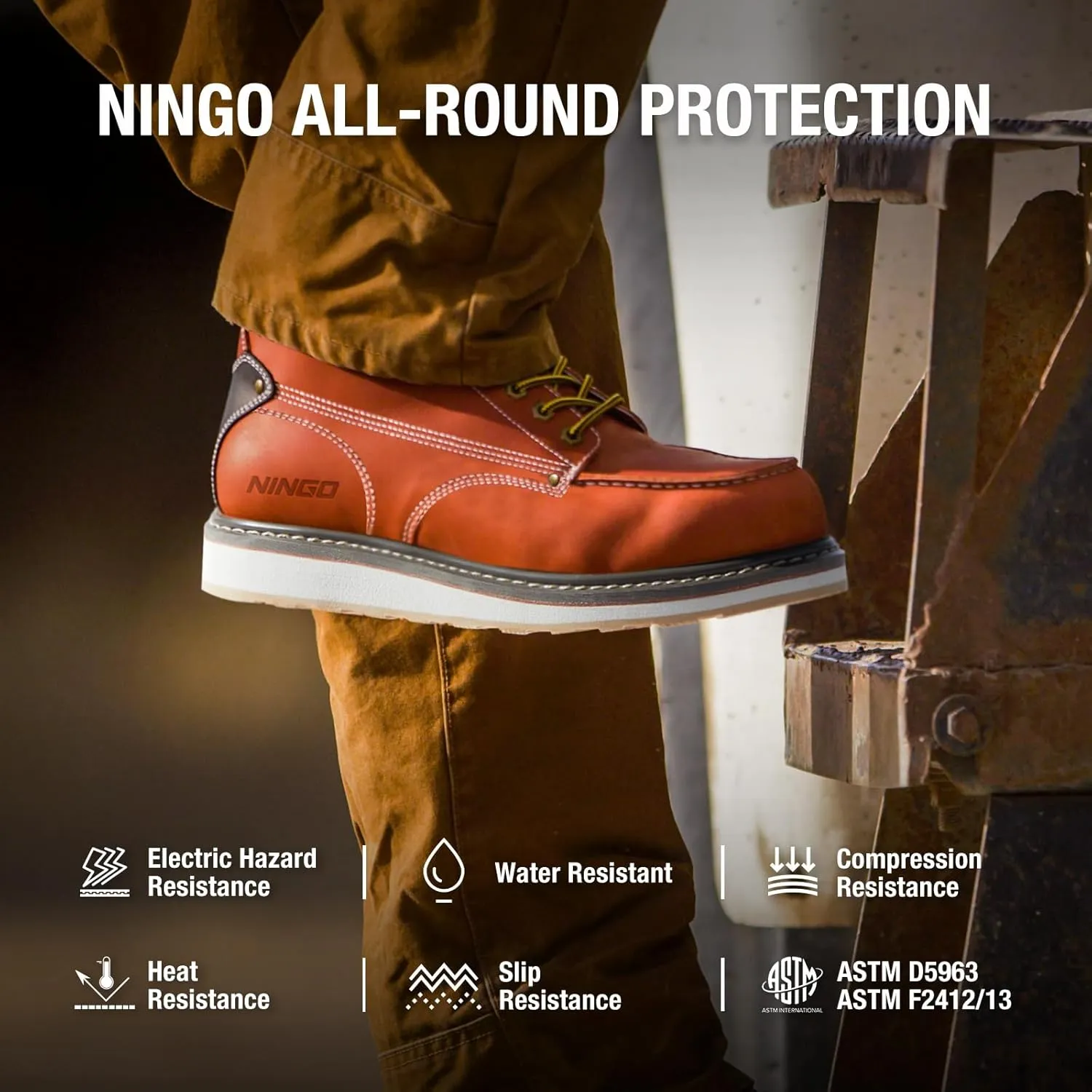 HISEA NINGO Work Boots for Men Steel/Soft Toe Boots, 6 Waterproof Slip Resistant Industrial & Construction Work Boots, Composite Toe Working Boots