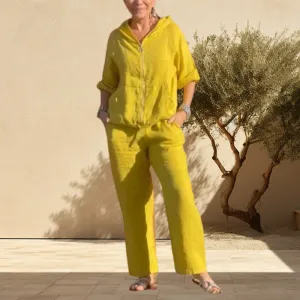 Hot SalesCasual Hooded Cotton and Linen Two-Piece Suit