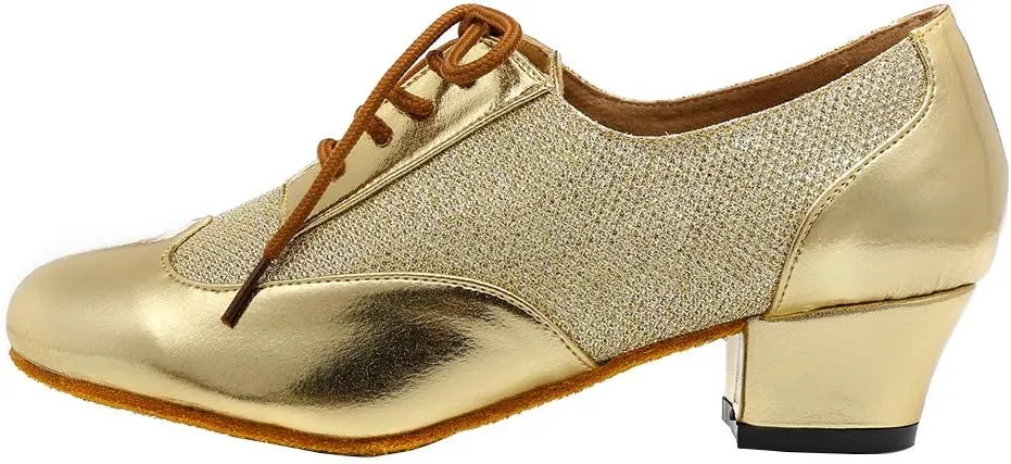 HROYL Women's Lace-up Latin Salsa Tango Practice Performance Ballroom Teacher Dance Shoes,YCL319