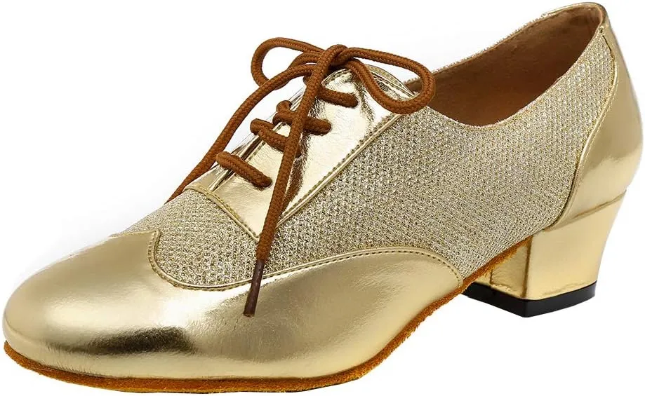 HROYL Women's Lace-up Latin Salsa Tango Practice Performance Ballroom Teacher Dance Shoes,YCL319