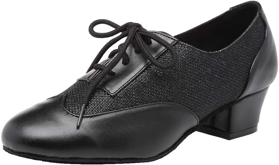 HROYL Women's Lace-up Latin Salsa Tango Practice Performance Ballroom Teacher Dance Shoes,YCL319