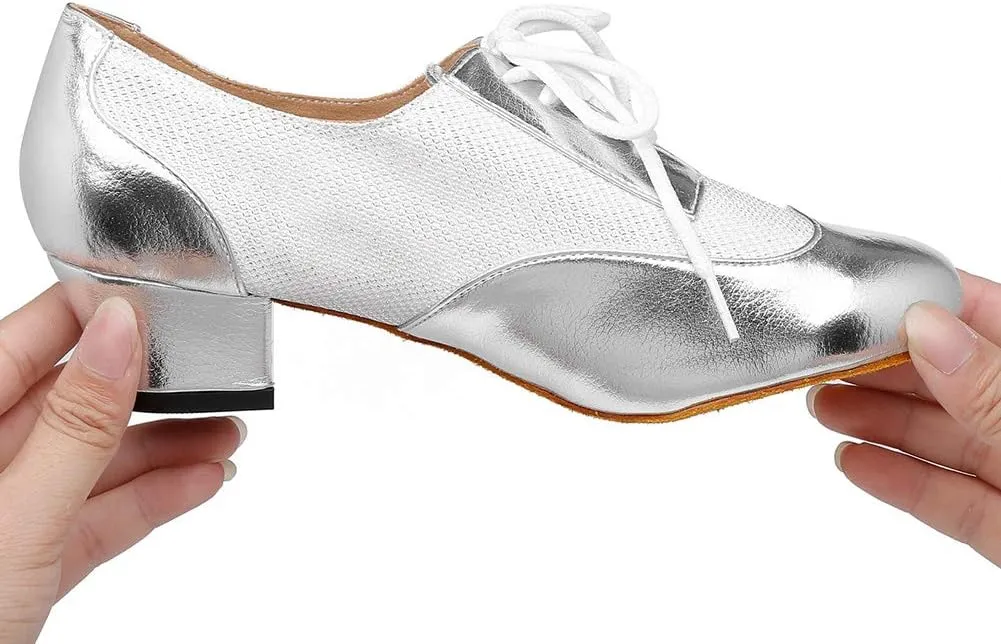 HROYL Women's Lace-up Latin Salsa Tango Practice Performance Ballroom Teacher Dance Shoes,YCL319