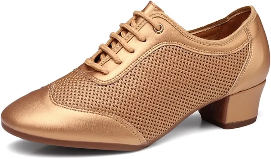 HROYL Women's Lace-up Latin Salsa Tango Practice Performance Ballroom Teacher Dance Shoes,YCL319