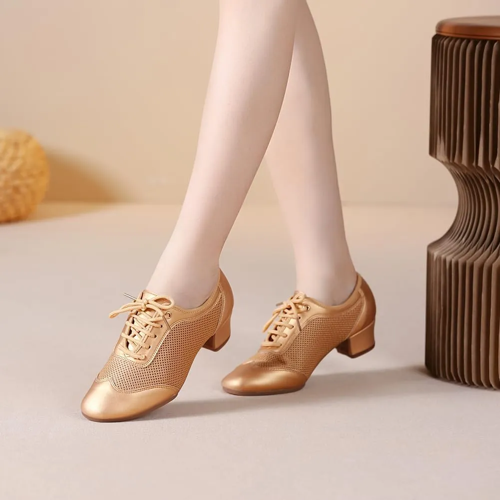 HROYL Women's Lace-up Latin Salsa Tango Practice Performance Ballroom Teacher Dance Shoes,YCL319