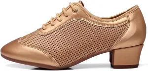 HROYL Women's Lace-up Latin Salsa Tango Practice Performance Ballroom Teacher Dance Shoes,YCL319