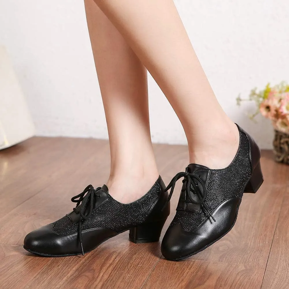 HROYL Women's Lace-up Latin Salsa Tango Practice Performance Ballroom Teacher Dance Shoes,YCL319