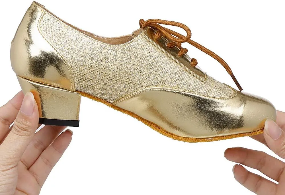 HROYL Women's Lace-up Latin Salsa Tango Practice Performance Ballroom Teacher Dance Shoes,YCL319