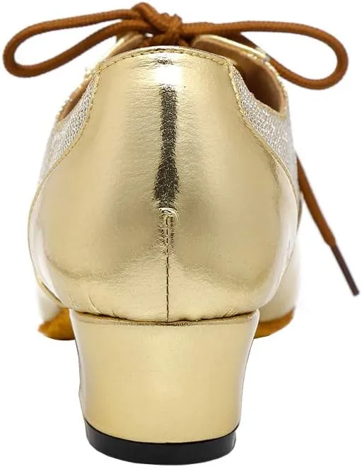 HROYL Women's Lace-up Latin Salsa Tango Practice Performance Ballroom Teacher Dance Shoes,YCL319