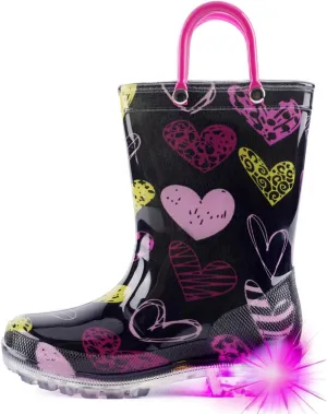 HugRain Light Up Rain Boots for Little Kids