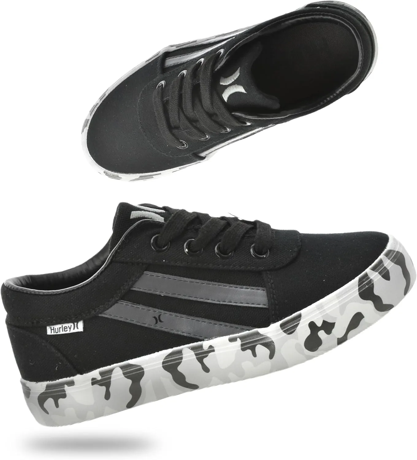 Hurley Boardy Kids Lace Up Canvas Sneakers  Low Cut Skateboarding Shoes for Kids, Sports Shoes for Boys and Girls