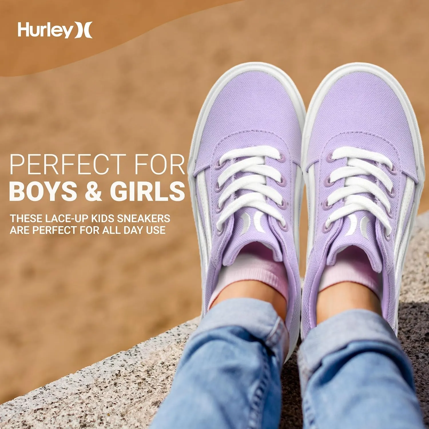 Hurley Boardy Kids Lace Up Canvas Sneakers  Low Cut Skateboarding Shoes for Kids, Sports Shoes for Boys and Girls