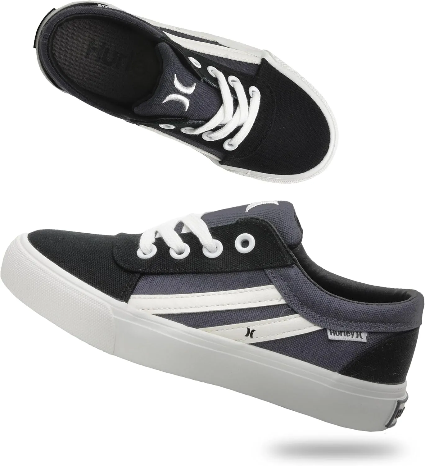 Hurley Boardy Kids Lace Up Canvas Sneakers  Low Cut Skateboarding Shoes for Kids, Sports Shoes for Boys and Girls