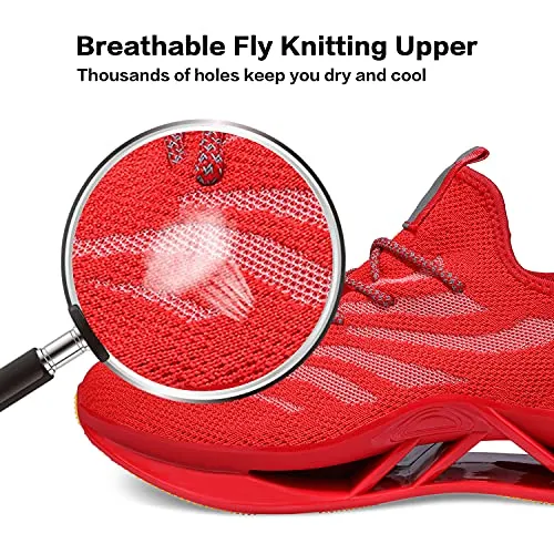 incarpo Men's Comfortable Trail Running Walking Shoes Athletic Non-Slip Blade Shoes Fashion Sneakers 903-Red-46