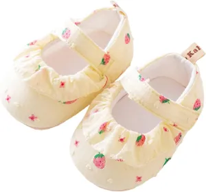 Infant Baby Girls Boys Strawberry Princess Flat Newborn First Walkers Soft Non-Slip Crib Wedding Toddler Water Shoes