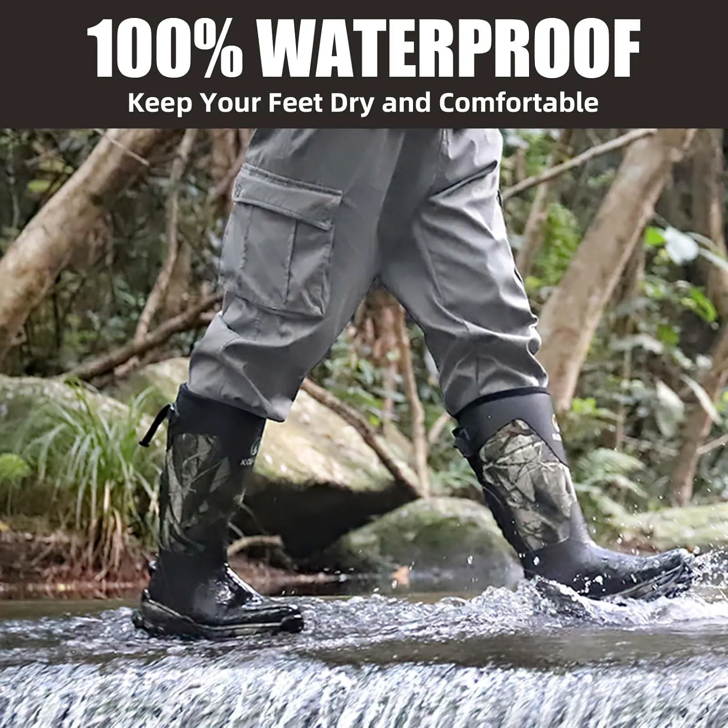Kalkal Snake Boots for Men, Hunting Boots Waterproof Insulated Outdoor Rubber Boots, with 5mm Neoprene Anti-slip Snake Boots for Hunting Working Farming Gardening Fishing
