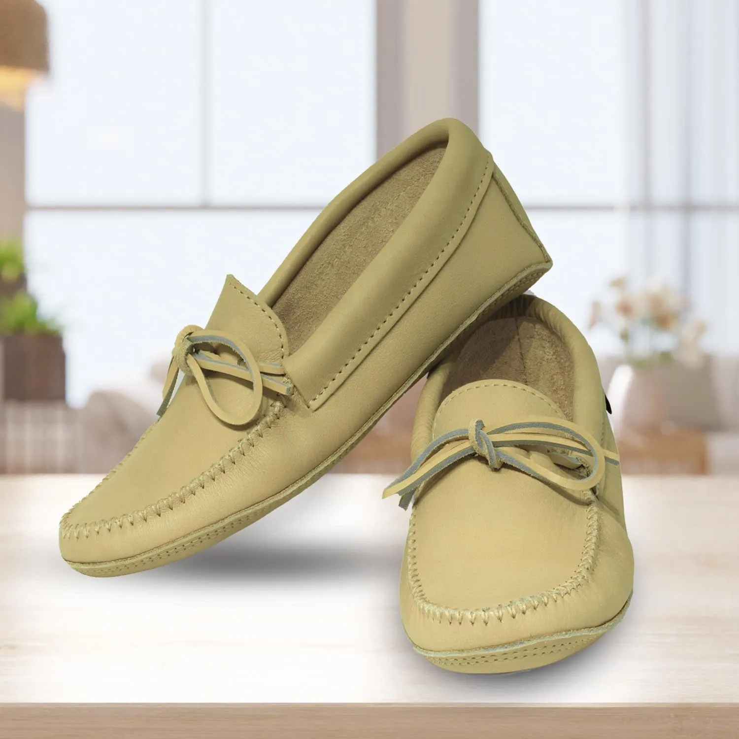 Laurentian Chief Moccasin Slippers for Women with Genuine Cowhide Leather - Canadian Quality Durable Comfortable Stylish Indoor Fancy Shoes for Ladies