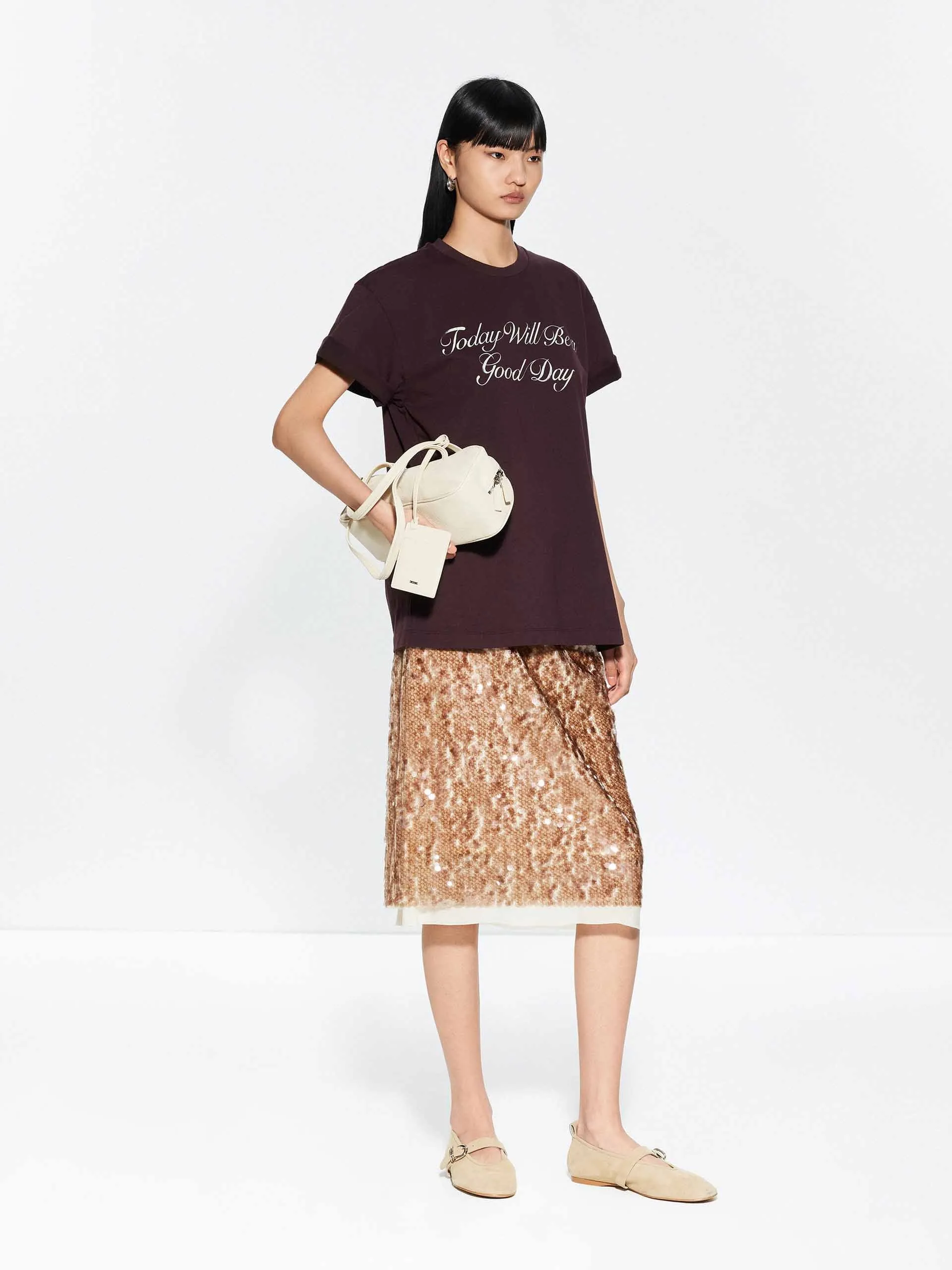 Letter Print Round Neck T-shirt