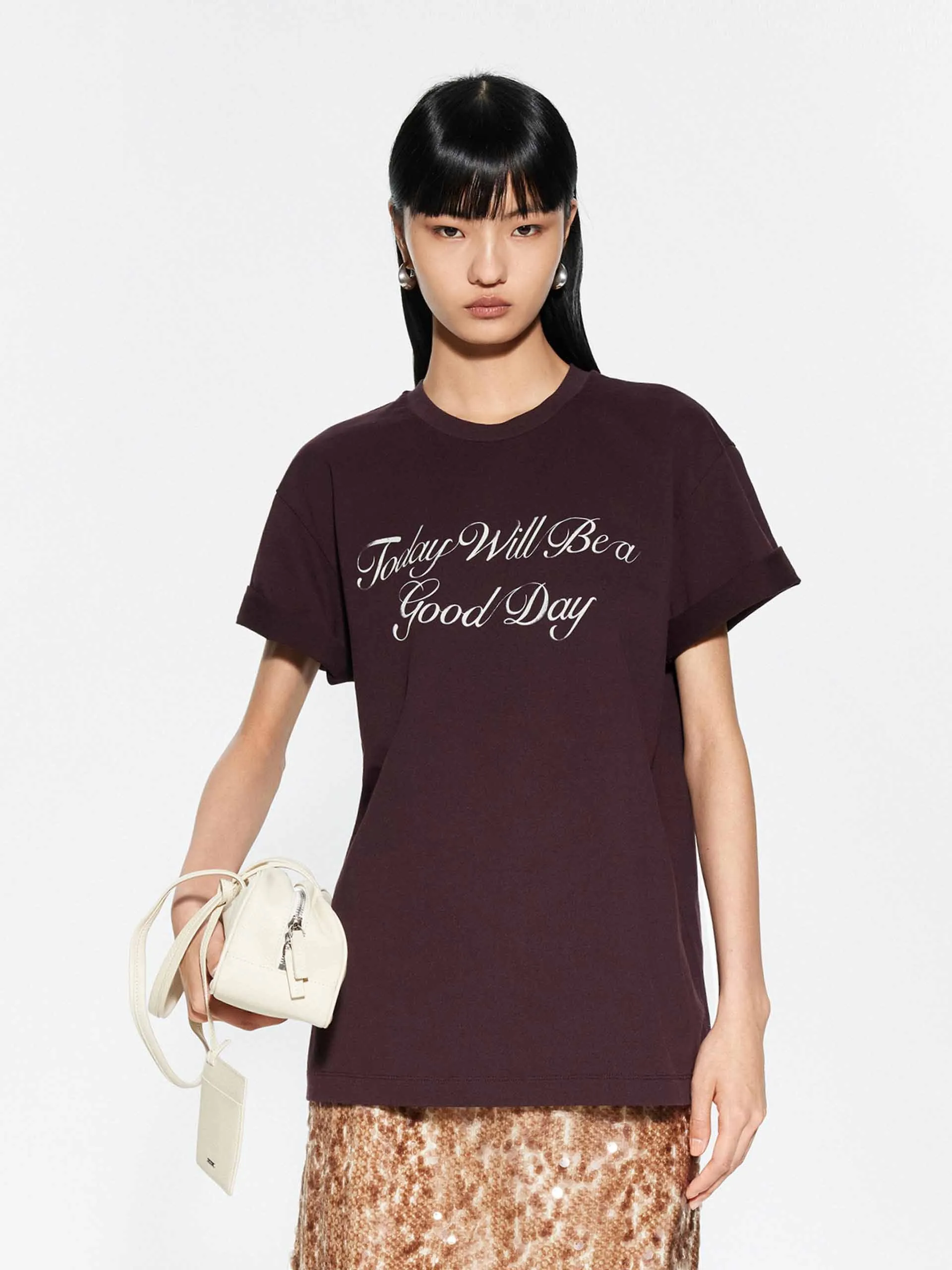 Letter Print Round Neck T-shirt