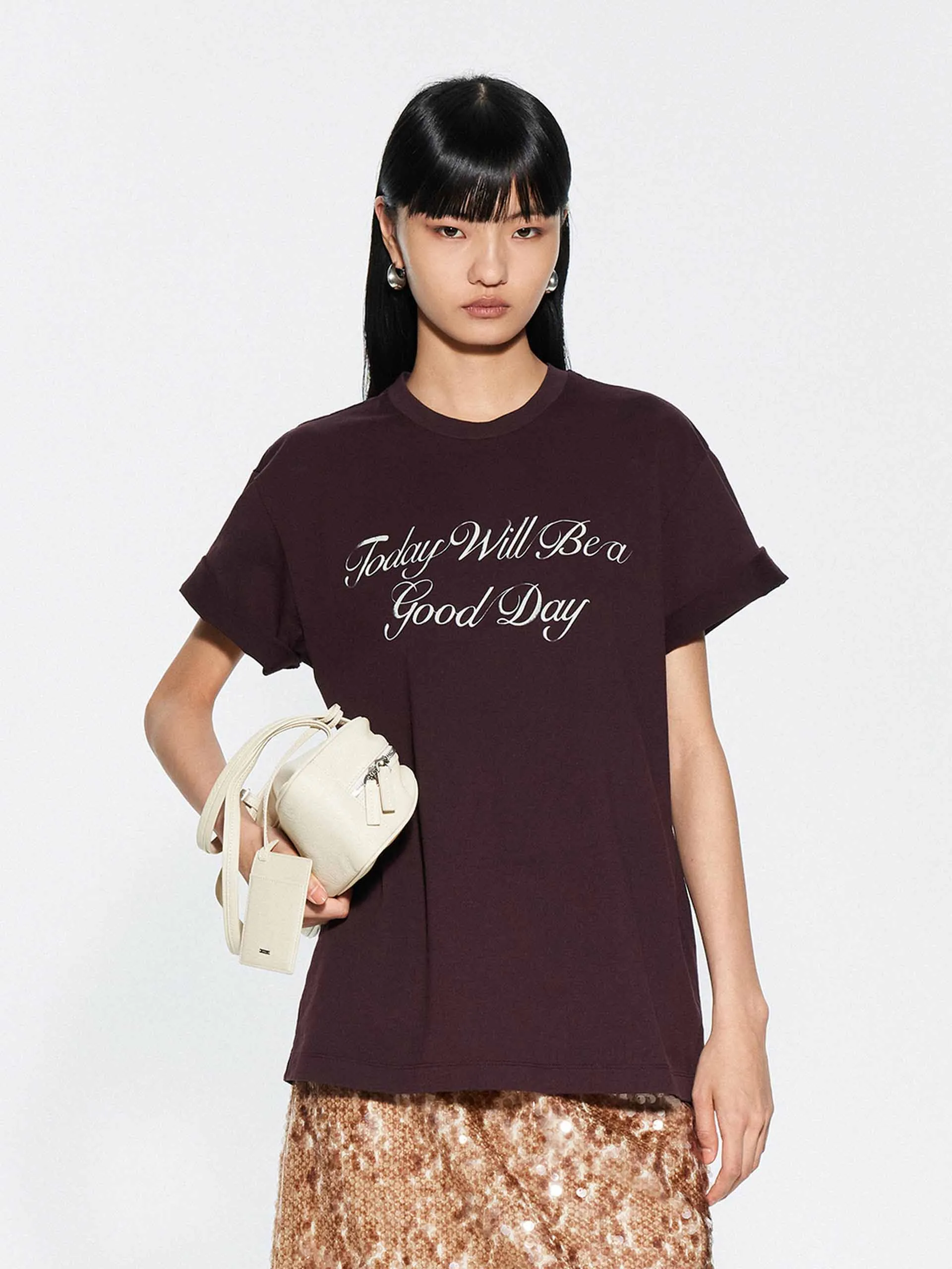 Letter Print Round Neck T-shirt