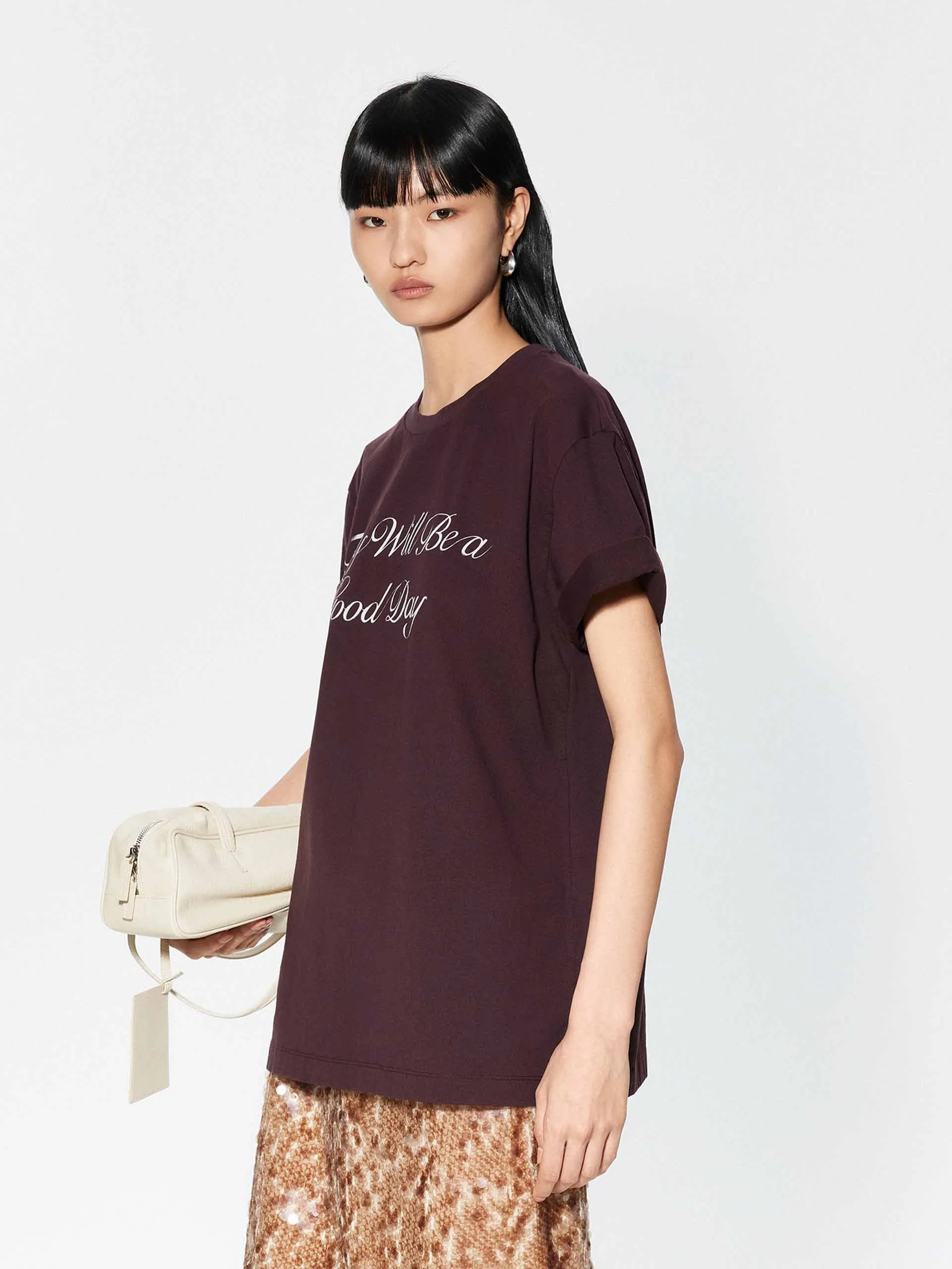 Letter Print Round Neck T-shirt