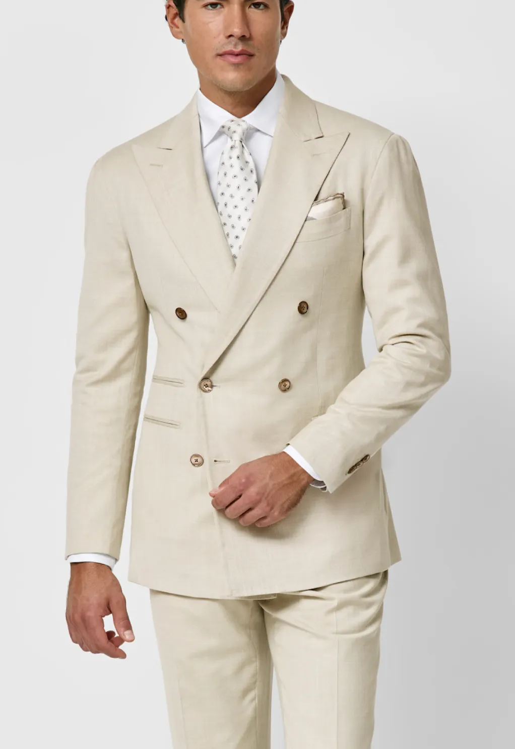 Loro Piana JERSELY Sand Stretch Wool, Silk & Linen Jersey Twill