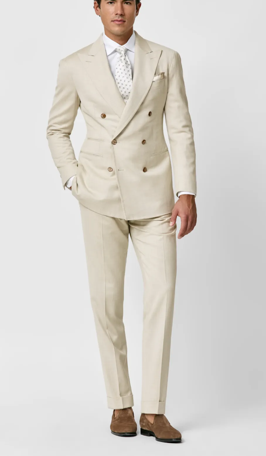 Loro Piana JERSELY Sand Stretch Wool, Silk & Linen Jersey Twill