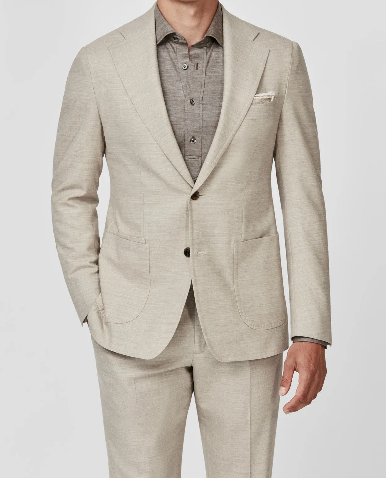 Loro Piana JERSELY Sand Stretch Wool, Silk & Linen Jersey Twill